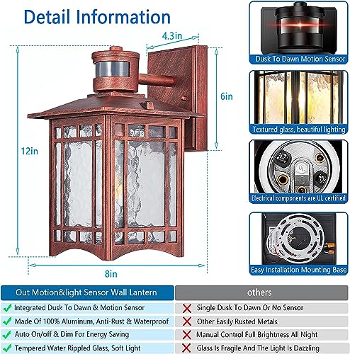 2 Pack Red Rustic Outdoor Wall Porch Lights (Red)