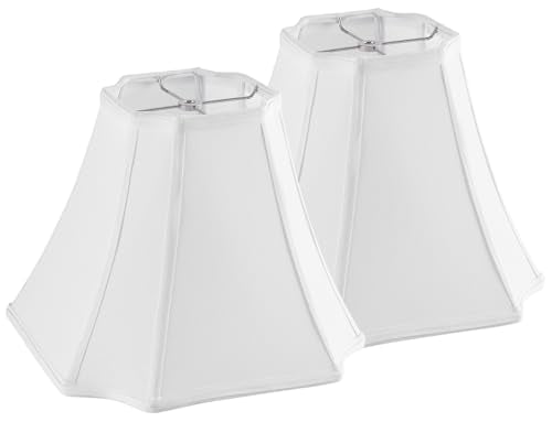 Pure White Linen Square Cut Corner Bell Lamp Shade Medium Lampshade 6.25×6.25''Top13×13''Bottom×11''Hight (Pure White-2 / (6.25*6.25)(13*13)11* 1 Pack)