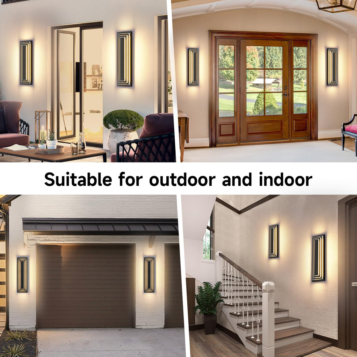 Outdoor Wall Lights (Black 3-Tier Modern Design / 23.6 Inches（60 cm）)
