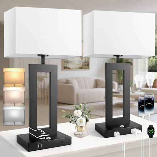 27.2’’ Tall Black Table Lamps for Living Room Bedroom (Black / Extra Large)