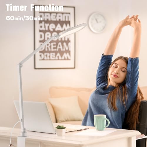 LED Desk Lamp for Home Office with Clamp (White)