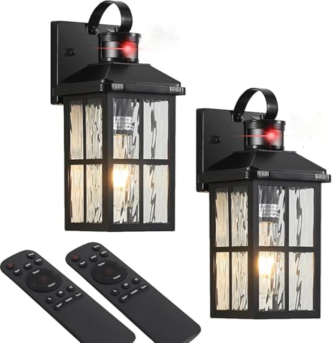 Porch Lights Outdoor with Remote (2 Black RW)