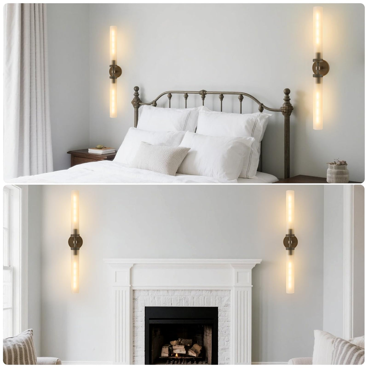 Antique Brass Bathroom Wall Sconce (Antique Brass-Frosted Glas / 2 Pack)