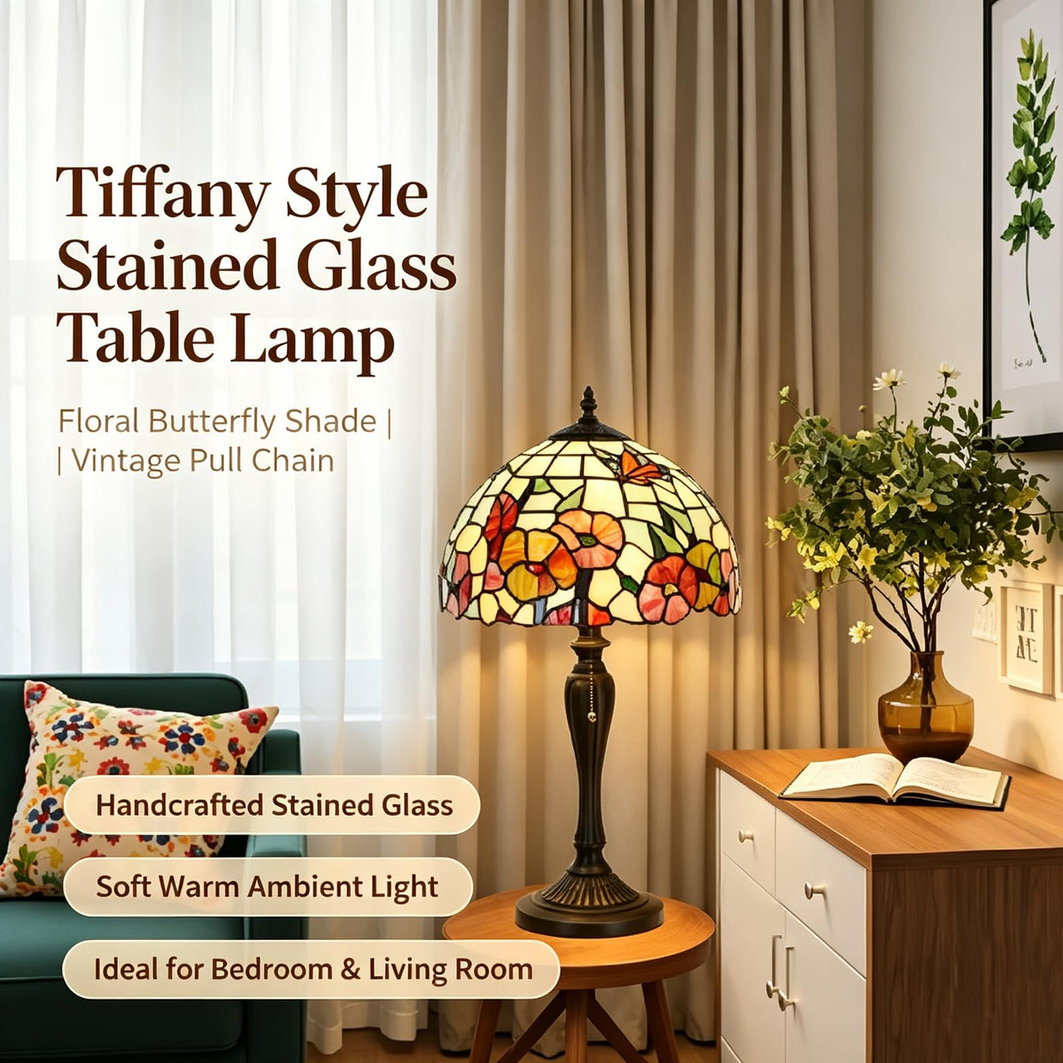 TL0002 Tiffany Style Table Lamp 21.5" High Blossoming (Blossoming)