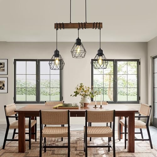Farmhouse Dining Room Light Fixture (Black / 3-Light)
