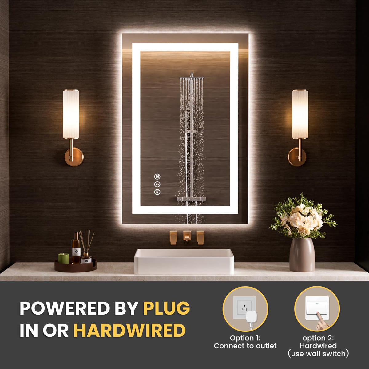 28"X34" LED Bathroom Mirror with Lights (Led / 28"L x 34"W)