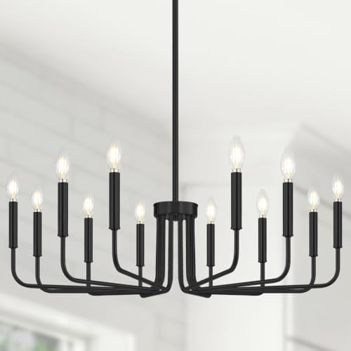 12 Light Black Chandelier (Matte Black / 12-Light)