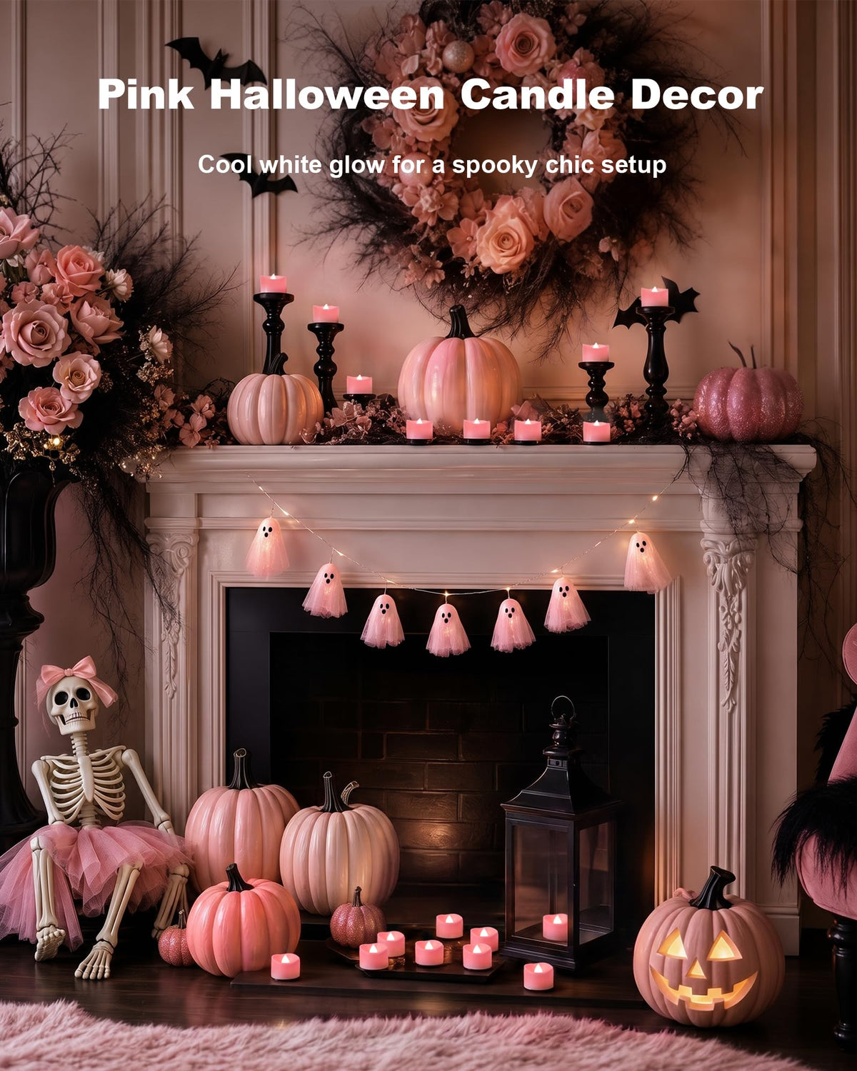 Pink Flameless Battery Tea Light Candles - 12 Pack