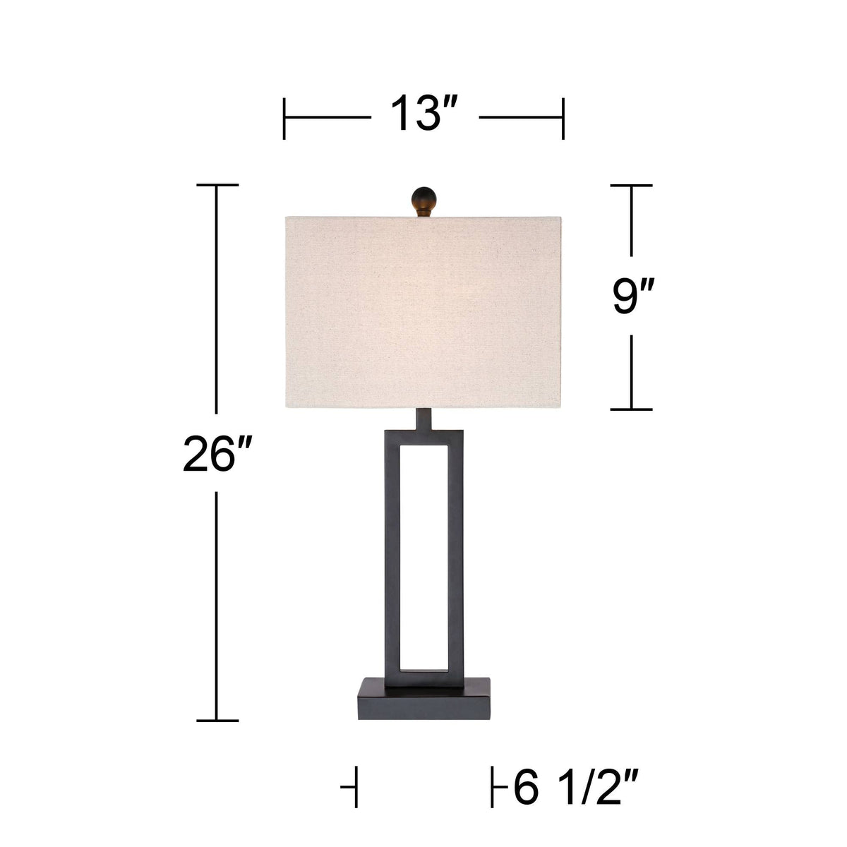 Aston 26" Tall Table Lamp Black Finish Open Rectangle Modern (Single - Black)