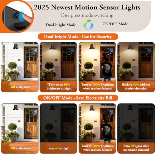 Motion Sensor Outdoor Wall Lights (Black / 8.75IN)