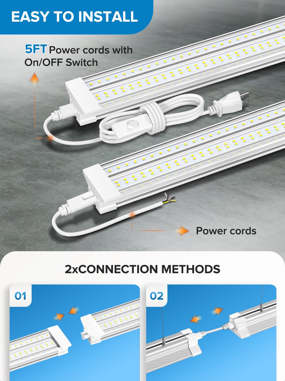 Industrial Grade 120W 20000LM 8FT LED Shop Lights 6 Pack (8FT-120W-6PACK)