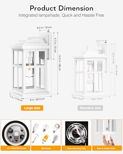 Large White Outdoor Wall Lights (Large Dusk to Dawn 1 Pack / White)