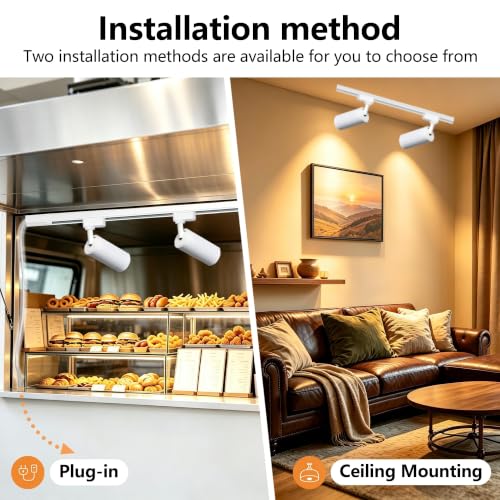 Plug in LED Track Lighting Kit H Type 4000K 2PCS 20W White (1.4FT Track Kit)