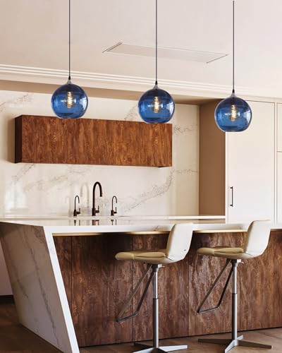 Glass Pendant Light (Blue / 8.7" Diam)