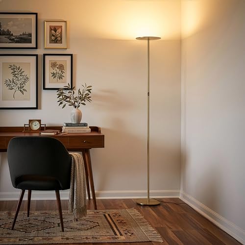 Sky Flux Dimmable LED Floor Lamp (Antique Brass)