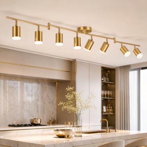 Gold 8 Light Kitchen Track Lighting Fixtures Ceiling LED Spotlight (Gold / 8 Light (Ceiling Mount))