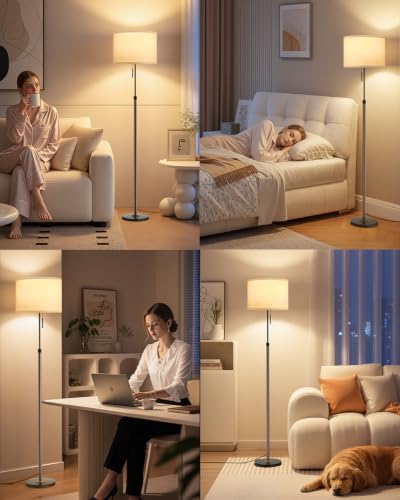Height Adjustable Modern Floor Lamp (Brown & Black Marble Base / 65 Inches (With Bulb))