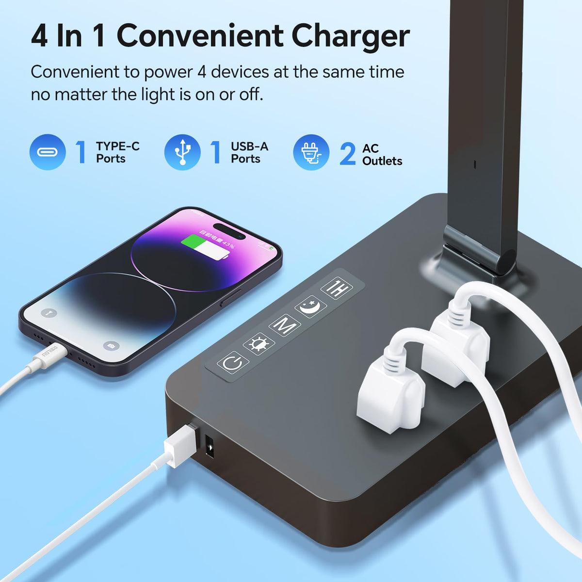 Desk Lamp with USB Charging Port (Black3)