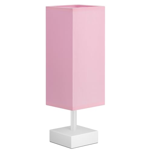 White Small Bedside Lamp for Bedroom (Pink & White / 12.8in)