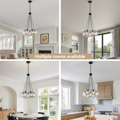 7LT Black Sputnik Bubble Chandelier (Black-Smoke-7 Light / Black-Smoke-17.75")