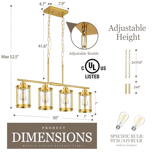Brushed Gold 4 (Gold + Clear Glass / 4-Light, Linear)