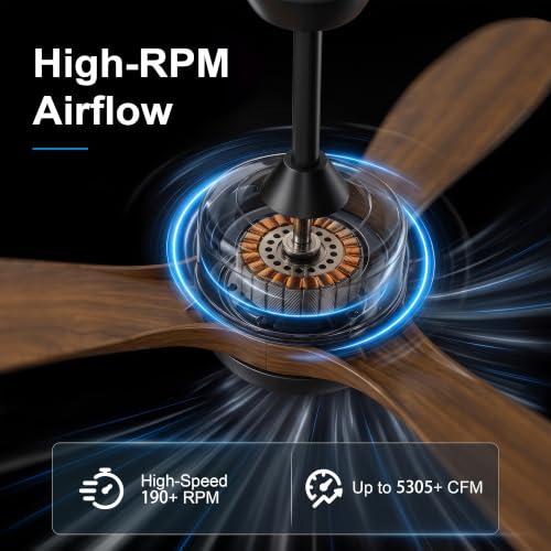 52" Ceiling Fan with Light (Black & Walnut / 52 Inch)