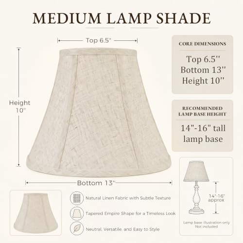 Beige Natural Linen Bell Lamp Shades Set of 2 (Beige / Medium - 6.5×13×10 in)