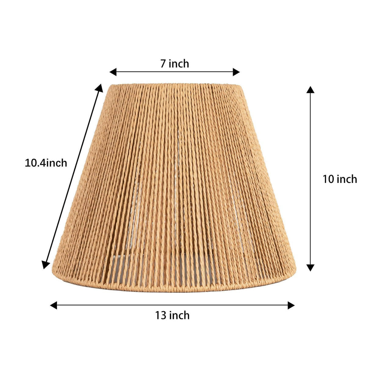 Boho Rattan Lamp Shade 7'' Top 13'' Bottom 10'' Heigh Cozy Vibe Decor Shade (7X13X10)