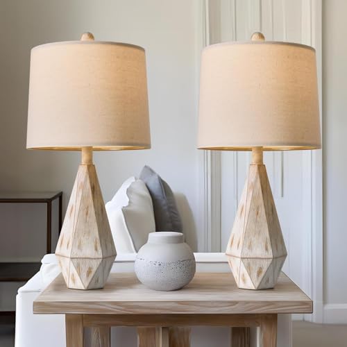 23'' Farmhouse Table Lamps Set of 2 (Medium - Washed White)