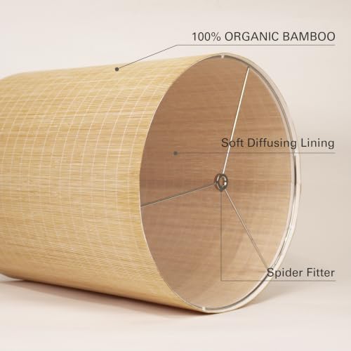 Bamboo Lamp Shades 2 Pack (Natural Bamboo - Large Tall Drum)