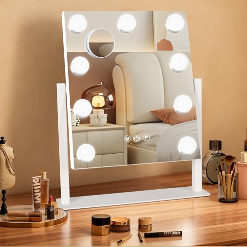 Hollywood Vanity Mirror with Lights (White / 12"L x 14"W)