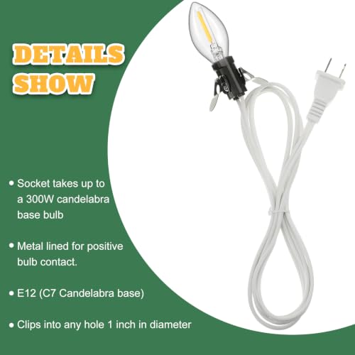 2 Pcs Lights Accessory Cord with LED Light Bulb (White)