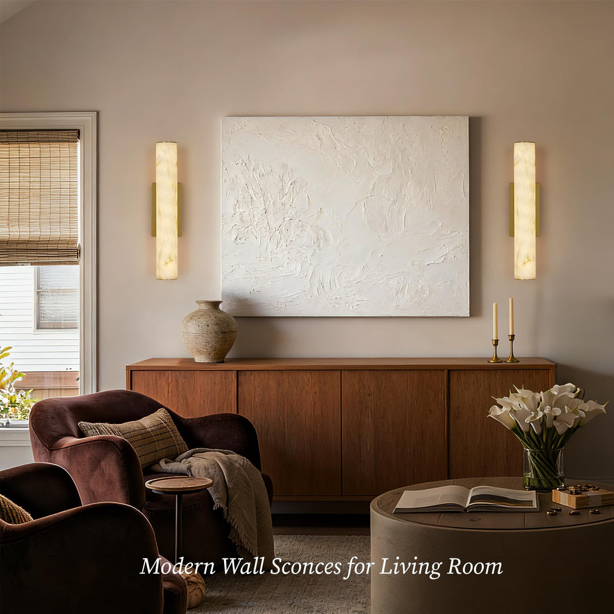 Artisan Alabaster Wall Sconces Set of 2 (Gold-20in-2Pcs)