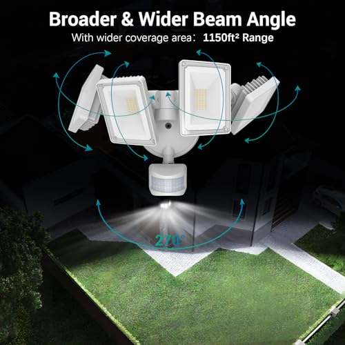 100W LED Security Lights Motion Sensor Outdoor D2D Floodlight Bright Remote (2-Pack)