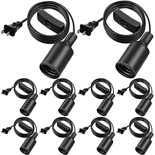 10 Pack Pendant Light Cord with Switch for E26 E27 (6 Feet)