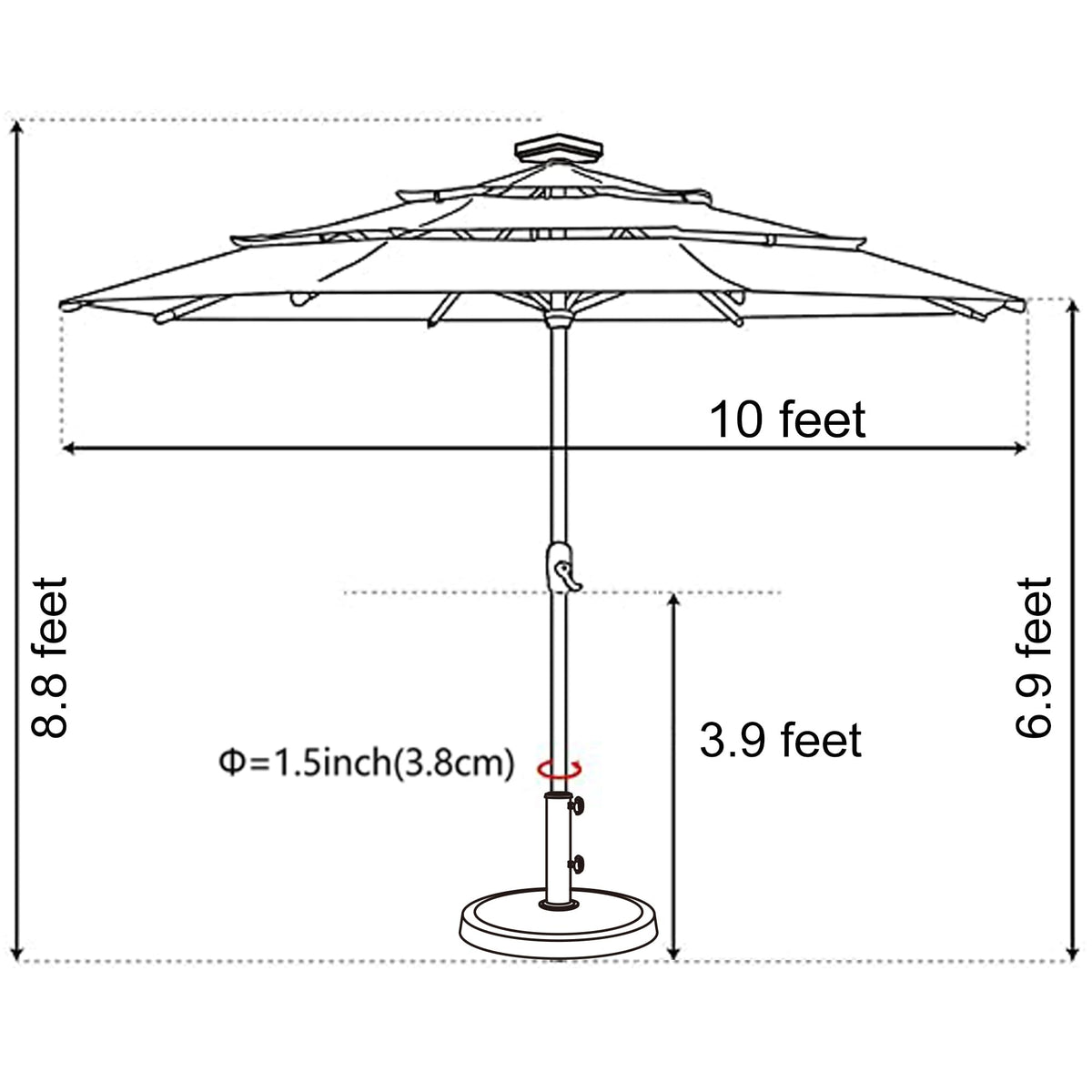 USA 10-Year-Non-Fading Solar Market Umbrella with 80 LED Lights Patio Umbrellas Outdoor Table Umbrella with Ventilation, Antique Beige, 10FT(Triple Vents No Tilt) (Antique Beige / 10FT(Triple Vents No Tilt))