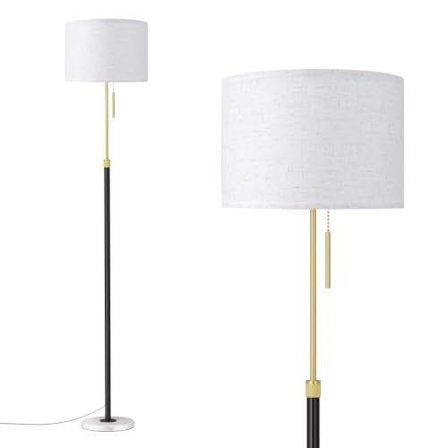 Height Adjustable Modern Floor Lamp (Matte Black & White Marble Base / 65 Inches (With Bulb))