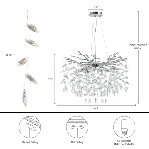 23.6" Silver Crystal Chandelier (Silver / Round-D23.6")