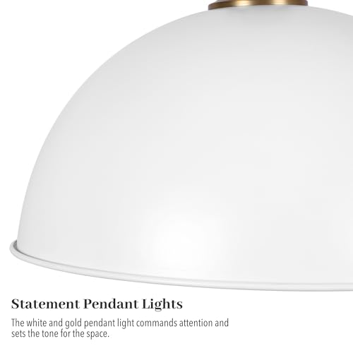 17.7 in Large Dome Pendant Light (White and Gold / 17.7 Inch)