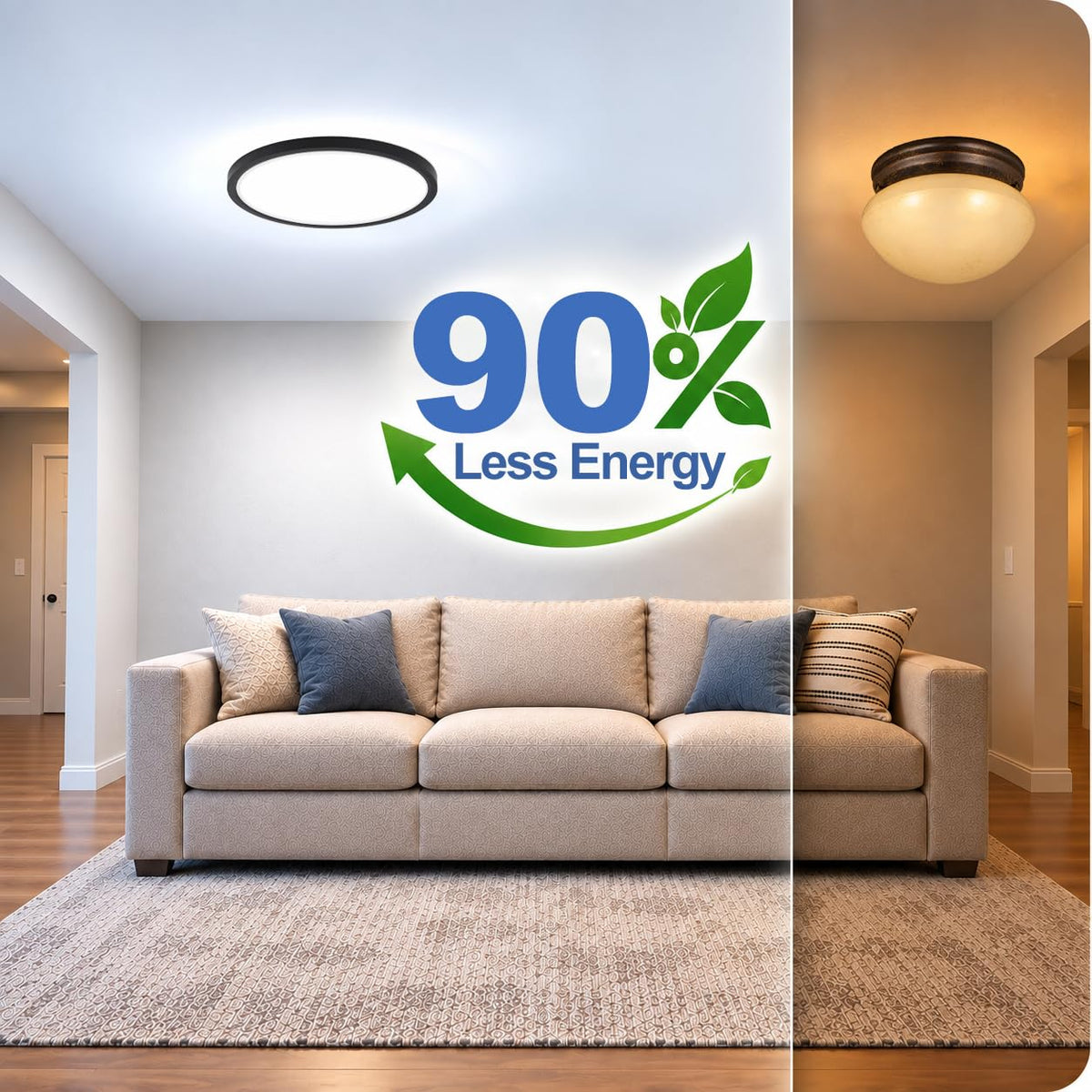 12in Ultra Thin LED Flush Mount Ceiling Light (Black / 12 Inch)