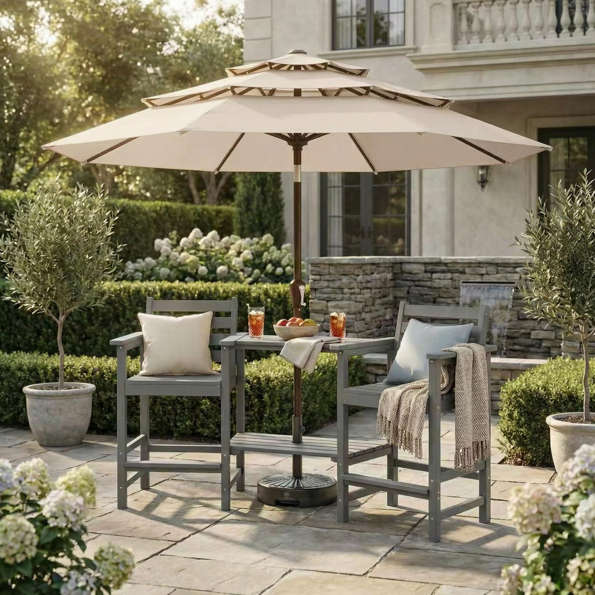 10ft 3 Tier Patio Umbrella (Beige / 10 FT)