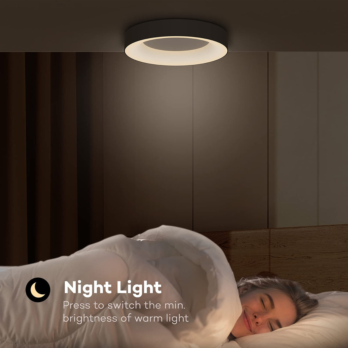 RGB Led Flush Mount Ceiling Light with Remote Control (Black / 11 inch)