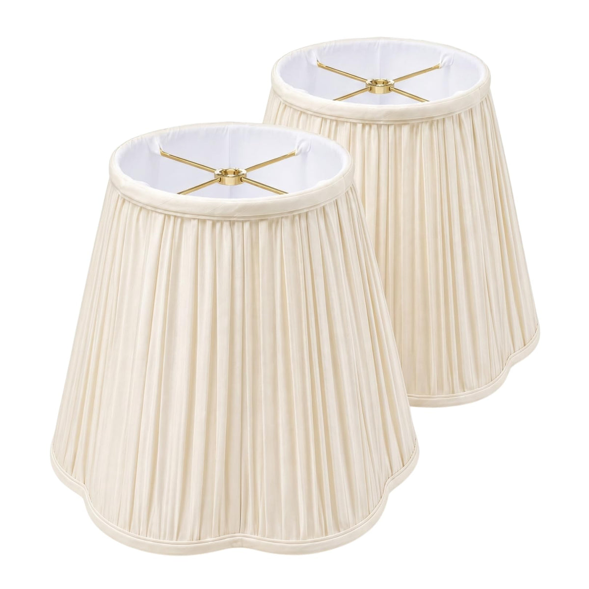 BS-754-14EG-2 Bottom Scallop Gather Pleat Basic Lamp Shade, 7 x 14 x 11.5, Eggshell, 2-Pack (Eggshell - Set of 2 / 7 x 14 x 11.5)