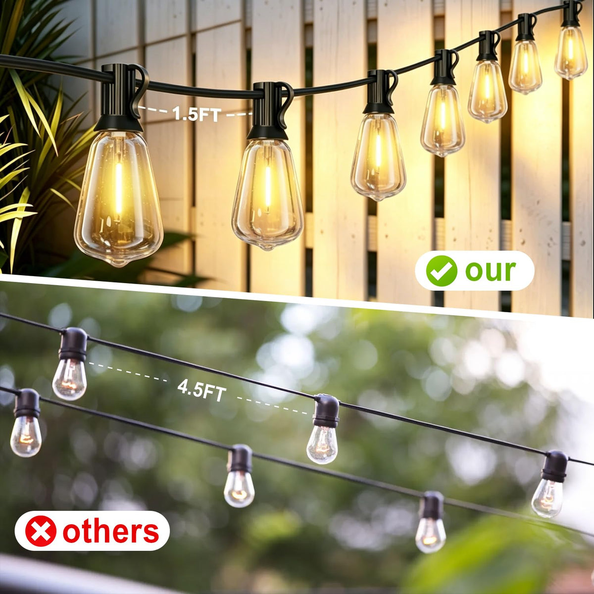 75FT Solar String Lights Outdoor with 50 Bulbs (ST38-Solar-Remote / Remote Solar 75FT (1ft apart))