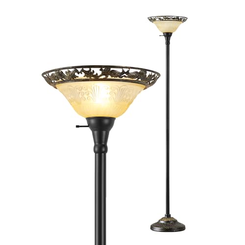 Torchiere Floor Lamps for Living Room (Black,Yellow2)