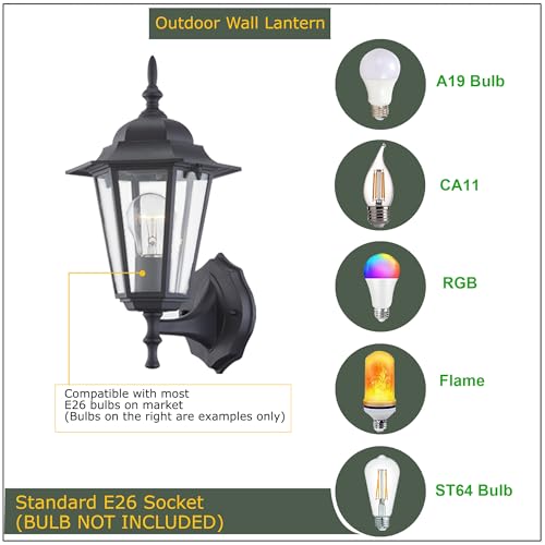 Outdoor Wall Lantern (1 Pack / Black)