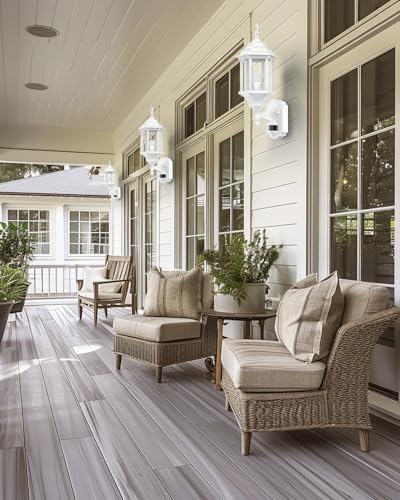 Motion Sensor Outdoor Wall Light Fixtures (2 Pack - White)