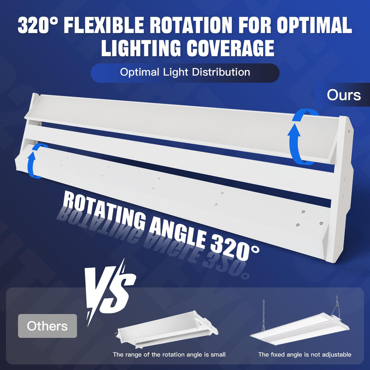 300/240/200W LED Linear High Bay Light, 45000LM Linear Shop Light