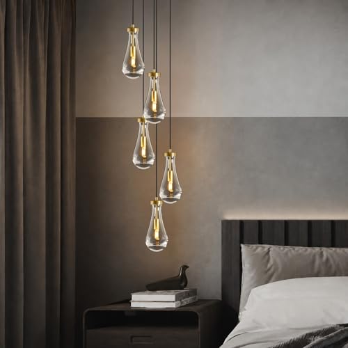 Raindrop Pendant Light Fixtures of 5 Lights (Gold / 5 Head)