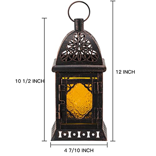 Candle Lanterns Decorative Indoor & Outdoor (Large / Amber-square - 12''h)